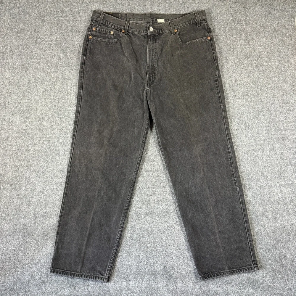 Levis 550 Relaxed Fit Jeans Mens 42x30 Black Wash Tapered Leg Pants *READ